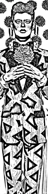 Free colorable bookmarks of a clown in a suit